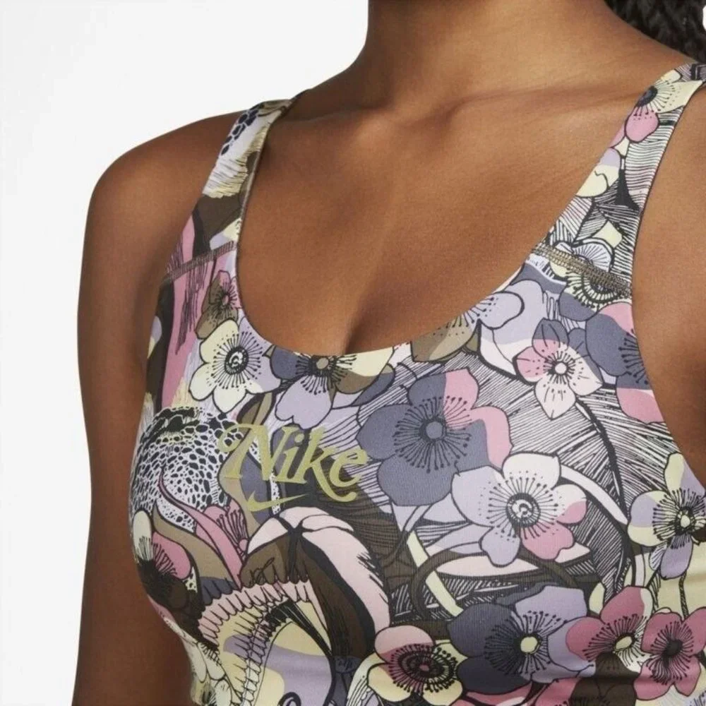 Nike Womens Multicolor Iron Stone Floral-Print Dri-FIT Padded Sports Bra Size S - Picture 2 of 11